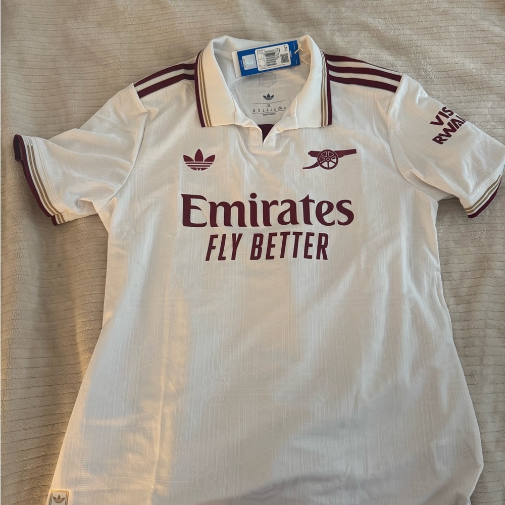Adidas Men's White and Burgundy Arsenal Jersey